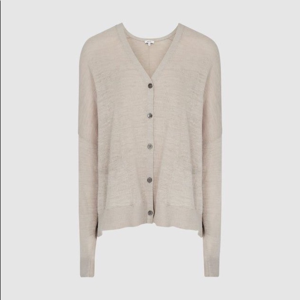 Reiss Kate Linen Blend Fine Knit Cardigan